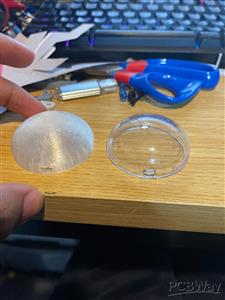 Lenses for a see-through animatronic eye mechanism.